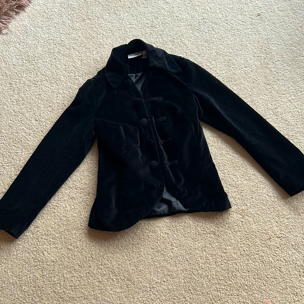 Newport News Jeanology Black Velour Blazer - 8